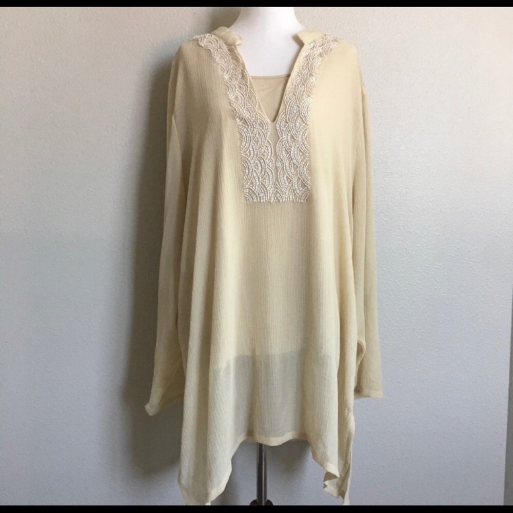 CHICOS Tunic Flowy Loose-Long Sleeve